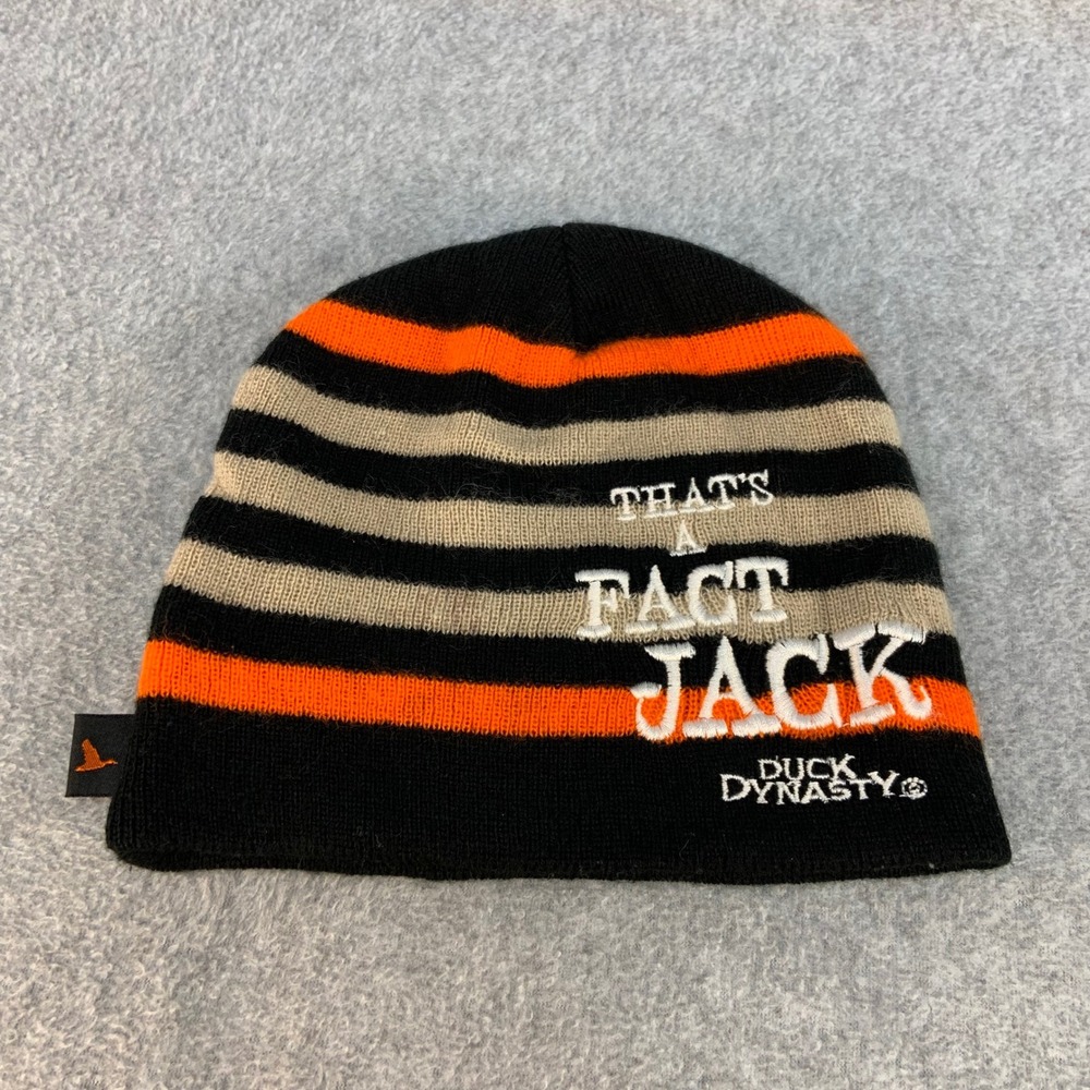 Duck Dynasty That's A Fact Jack Mens Black Beanie Striped Knit Hat OSFM